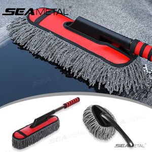 SEAMETAL Car Wash Mop Retractable Handle Dust Remover Wax Brush Microfiber Car Cleaning Kit Soft Hair Duster Brushes Wash Tool