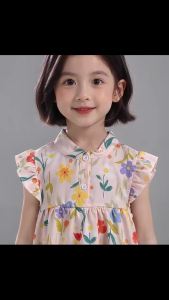 Sonkpuel | Girls Floral Dress A-line Stylish Cute Princess Dress Childrens Puffy Skirt Summer Mid-child Dress