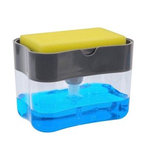 MixHome Sponge Caddy and Soap Dispenser Dishwasher Sponge Box Holder Liquid Soap Pump Sabun Pinggan