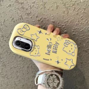 Adorable KT Cat Silicone Phone Case for Redmi K40 pro K40S Womens Style Simple High Aesthetic Value Protective Cover Popular Niche