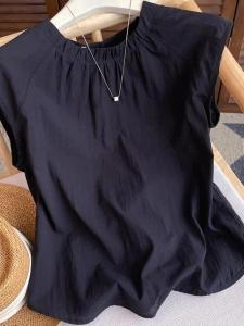 NUANKONG | French Retro Design Summer Shirt Loose Casual Small Flutter Sleeve