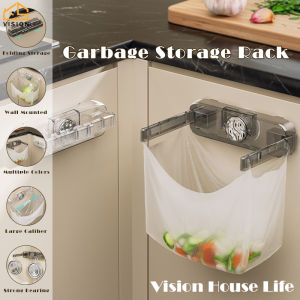 Vision Kitchen Garbage Bag Holder Suction Cup Trash Bag Hanger Foldable Plastic Bag Holder Rubbish Bag Hanging Bracket