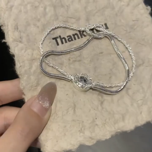 100% authentic❗ Super shiny silver double-layer magnetic bracelet unique personality exquisite retro fashion cool style high value girlfriends hand jewelry💟🎀🎁