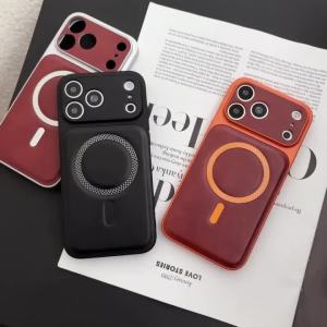 Leather Texture Classic For Magsafe Magnetic Case For iPhone 17 16 15 14 13 Pro Max Matte Solid Camera Protector Bumper Cover