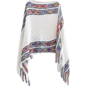 CAIENGE | Vintage Ethnic Style Womens Lightweight Knitted Shawl