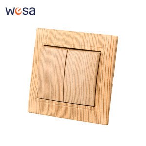 Wood EU Standard Classic Wall Rocker Switch On/Off Button Light Switch 2 Gang 1 Way AC Flame Retardant Spray Plastic Panel Panel