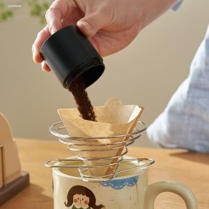 Outdoor Camping Portable Stainless Steel Drip Coffee Maker Stand Foldable Filter Cup Vintage Style Handmade Coffee Brewing Equipment