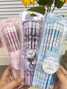 ดินสอไม้ SANRIO ใหม่ ดินสอไม้ HB 12แท่ง มียางลบ +กบเหลาดินสอ ซื้อ 2 ฟรีปากกาเจล
