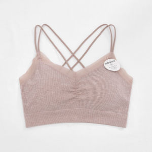 Thickened One-Piece Bra Vest Womens Gathered Large Flat Chest Special Sleep Lace Cross Beautiful Back Underwear Nylon Fabric