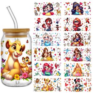New Disney Warm Family Loving Mama Child Elsa For 16oz Libbey Glass Mug Cup  Cartoon 3D Transfer Sticker Wraps UV DTF Decal