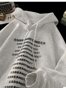 Autumn Winter Thickened Fleece Letter Print Hoodie Mens New Fashion Oversized Casual Sweatshirt Trendy Streetwear