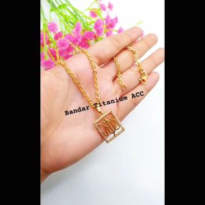 KALUNG+LIONTIN TITANIUM LAFADZ ALLAH MOTIF ANTI LUNTUR DAN ANTI KARAT (COD)