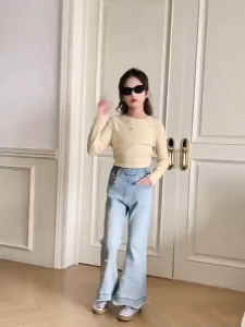 Celana Panjang Jeans Hurahala Anak Remaja Cewek Impor Biru Muda Polos