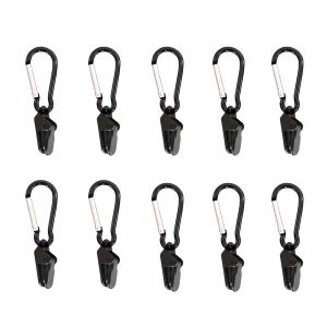 10Pcs Tent Tarp Clips with Carabiner Heavy Duty Awning Clamp Set Windproof Camping Canopy Fasteners for Outdoor Camping Hiking