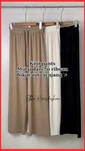 Celana Knit Pants High Waist Celana Super Panjang Murah Berkualitas Kulot Knit Premium