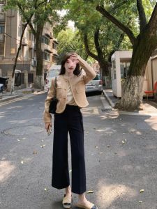 Beige Boucle Style Early Spring Single Button Short Jacket