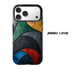 colorful leather mosaic Phone Case for iPhone 18 17 16 15 14 13 12 11 Air Pro Max Plus Double-layer Cover