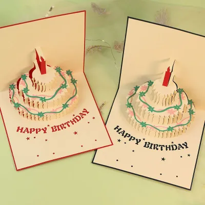 3D Birthday Card Creative Handwritten Cake Design Foldable High Aesthetic Value Ins Style Best Friend Gift Folding Greeting Card