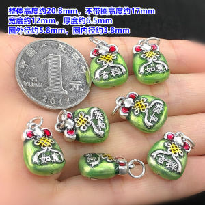 S999 Sterling Silver Lucky Charm Pendant Handmade Woven Bracelet Necklace DIY Accessories Blue Drip Glue Drop Shipping