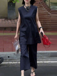 UYFY | Fashionable Versatile Sleeveless Shirt Wide Leg Pants Set Womens Summer New Style Ageless Casual Two Piece Set Elegant