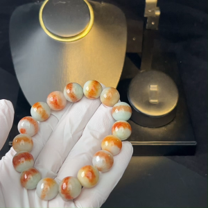 TIMESWIND Myanmar A-type Jade Round Bead Heat-treated Reddening 13mm Bracelet Fashion Jewelry for Men Women Gift with Certificate