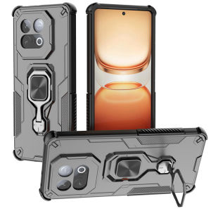 Iqoo Z10 Turbo Phone Case Protective Ring Stand Anti-fall Cover Silicone Material Eco-friendly Simple Design Business Style