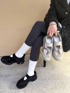 Elevated Thick Heel Ninja Sport Slip-On Outdoor Dad Mary Jane Single Shoes Casual Fashion Comfortable Breathable Leather