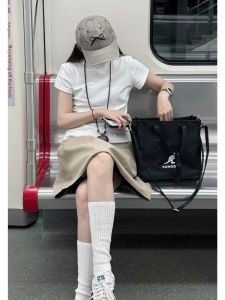 YUEZHONGWEI | White Round Neck Short Sleeve T-Shirt Women Summer New Style Slimming Basic Top Commute Style Korean Version Pure Color