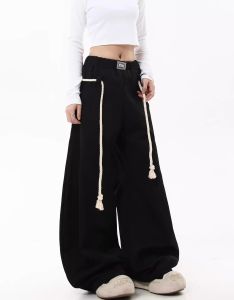 American Retro Sports Pants Female Gray Wide Leg Matchet Pants Spring and Autumn Fashion Brand Loose Casual Sweatpants Straight Mopping Pants