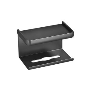 ที่แขวนทิชชู่ 2 in 1 พร้อมที่วางของ ที่วางกระดาษทิชชู่ ที่แขวนกระดาษชำระ Toilet Paper Holder ชั้นวางอลูมิเนียม ที่เก็บของในห้องน้ำ กาวติดเเน่