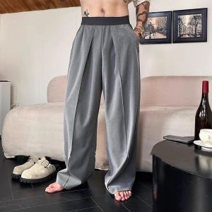 Quần Âu Nam Ống Rộng Thoải Mái Eo Thun Quần Âu Dày Quần Âu Thường Ngày Quần Âu Ống Rộng Chất Liệu Polyester Mùa Hè 2025
