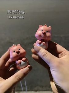 Móc khóa I Love You gấu Hải Ly Hồng bé bé xinh xinh biết nói i love you quà tặng móc khóa dễ thương