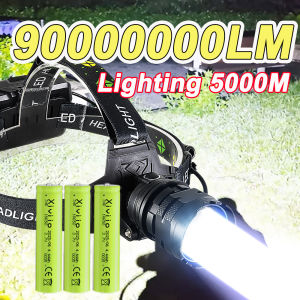 90000000LM Ultra Powerful LED Headlamp Rechargeable Long Range Head Flashlight Super Bright Head Lantern Fishing Hunting