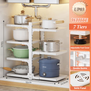 Kitchen Rack Kitchen Pan Organizer Pot Rack Adjustable Countertop Multifunction Pot Shelving Kitchenware Storage Rack