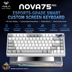 AULA | AULA Nova75 Gaming Mechanical Keyboard Wireless Tri-Mode Hot Swap Customized Smart Screen with Knob 75% Compact Layout
