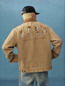 MEDM | Lace Detroit Casual Lapel American Vintage Trendy Loose Fit Jacket for Couples Spring Autumn