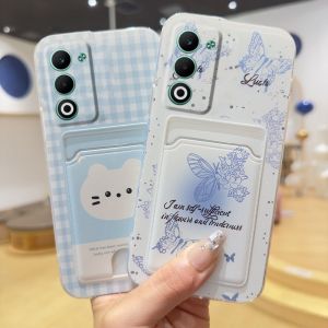 Phone Case OPPO A5 OPPO A5X OPPO A5 Pro 4G 5G Casing New Cartoon All Inclusive Design Smudge Butterfly Plaid Cat Card Holder Anti-fall Silicone Soft Cover 2025