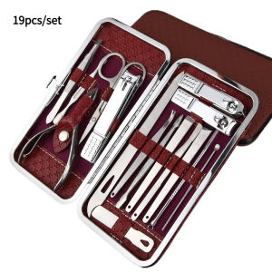 19pcs Nail Clippers Set Manicure Pedicure Kit Stainless Steel Toenail Clipper Cutters Kits for Home Workplace Gift Giving Salon