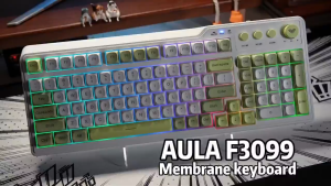 AULA F3099 - Bàn Phím Giả Cơ Không Dây Kết Nối 3 Chế Độ Cùng Núm Vặn Điều Chỉnh Tiện Lợi