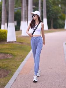 HUIESON กางเกงสเวตเตอร์ผ้าไหมแข็งระบายอากาศได้ดีบางกางเกงผู้หญิงฮาร์แลนครอปกางเกงตาข่ายผู้หญิงที่กางเกงแห้งเร็วเร็ว