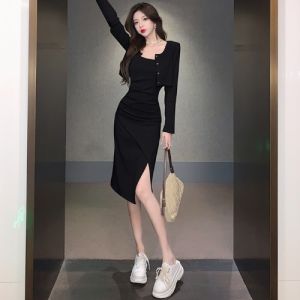 CHANGTONG | Elegant French Style Slimming Pencil Dress with Shawl Set