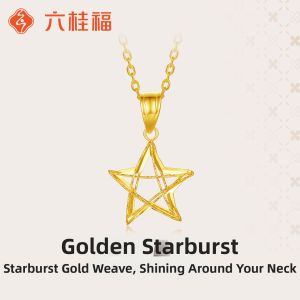 Festival Gift Pendant Hollow Pentagram 18k Gold Yellow