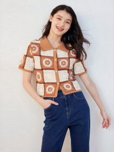Vero Moda | Áo Thun Tay Ngắn Dáng Rộng Màu Khối Viền Crochet Khuyến Mãi Cuối Mùa Thu