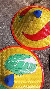 Caping Bambu Motif Sayuran - Topi Caping Petani Unik