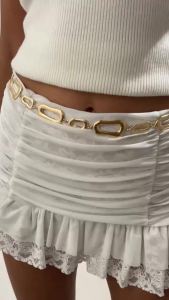 Ingemark Vintage Simple Gold Color Metal Waist Belts Dress Chain for Women Trendy Irregular Adjustable Bikini Belt Body Jewelry