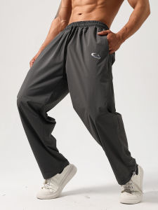 Ice Silk Lightweight Breathable Mens Sports Long Pants Straight Leg Quick Dry Casual Summer Fitness Trousers Gym Bull