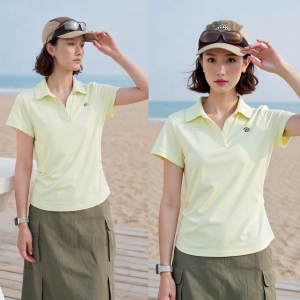 Casual Polo-Style Short Sleeve Womens T-Shirt