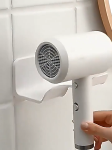 Rak Hair Tools Wall Mount Tempat Penyimpanan Hairdryer Tanpa Bor