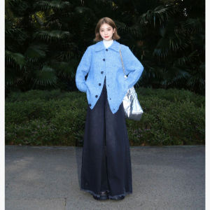 Unique Korean Style Knitted Cardigan Autumn Fashion Womens Sweater Turn-down Collar Vintage Feel Good Fit Commute Style Long Sleeve