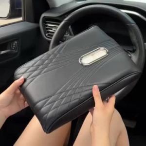 SEAMETAL Thicken Car Armrest Box Cushion Soft Sponge PU Leather Arm Rest Extender Pad Center Console Elbow Support Tissue Holder